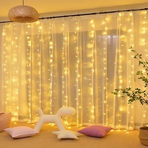 Christmas window Curtain String Light video below